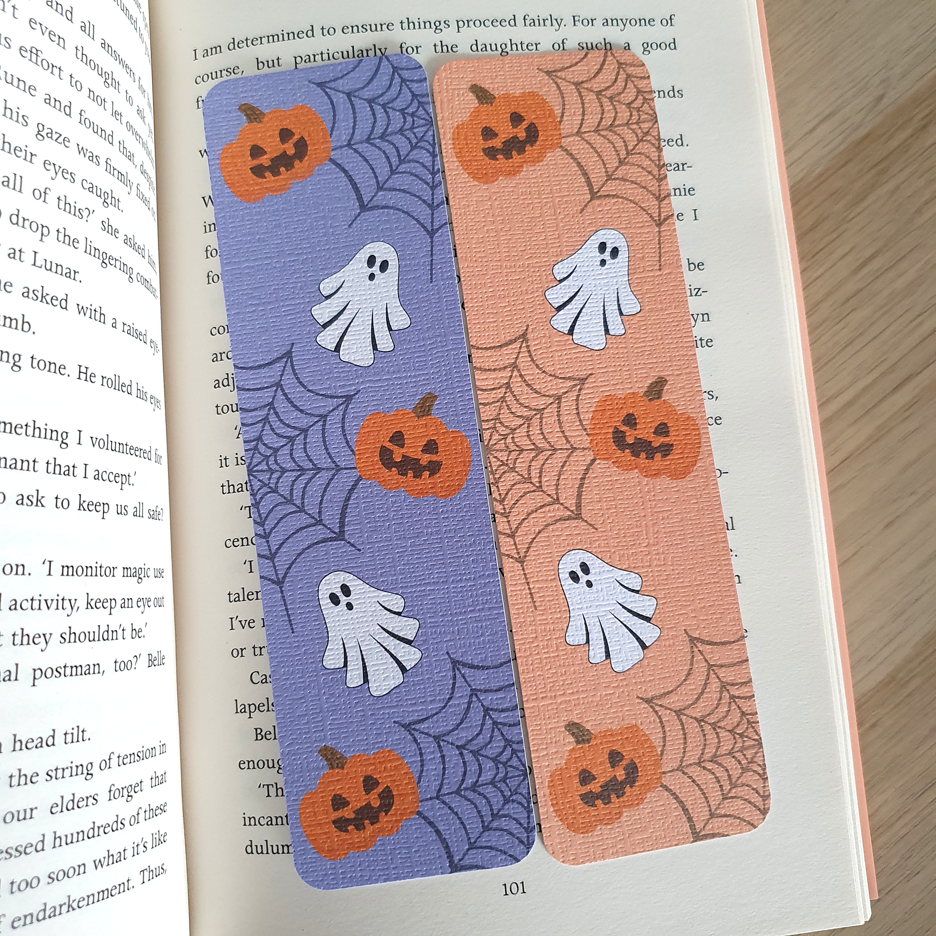 Halloween Ghost and Pumpkin Bookmark