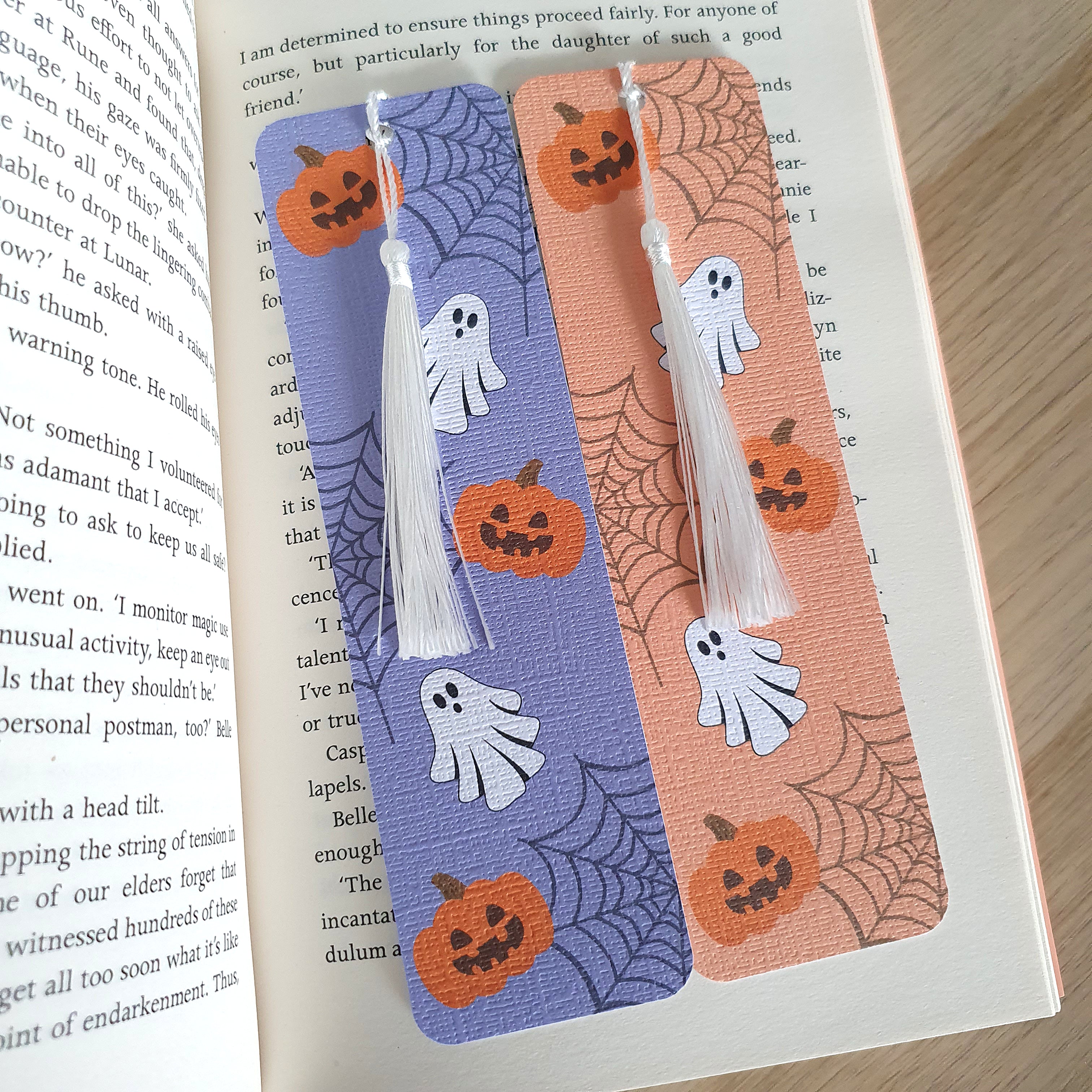 Halloween Ghost and Pumpkin Bookmark