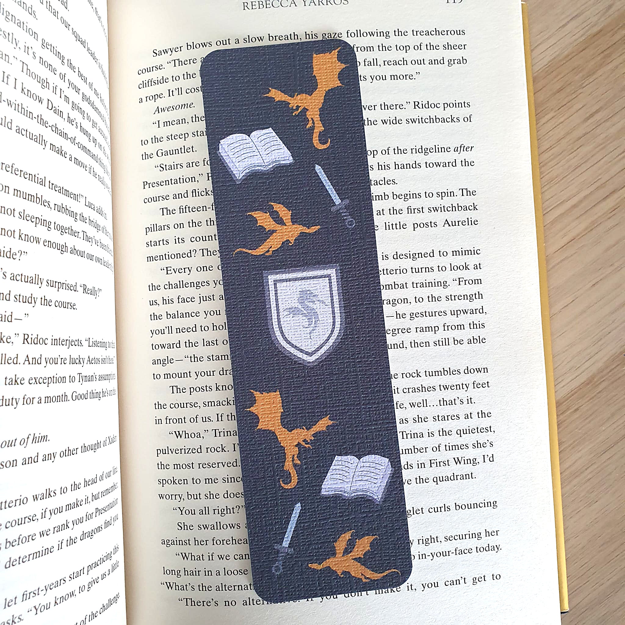 Dragons and Swords Fourth Wing Inspired Bookmark