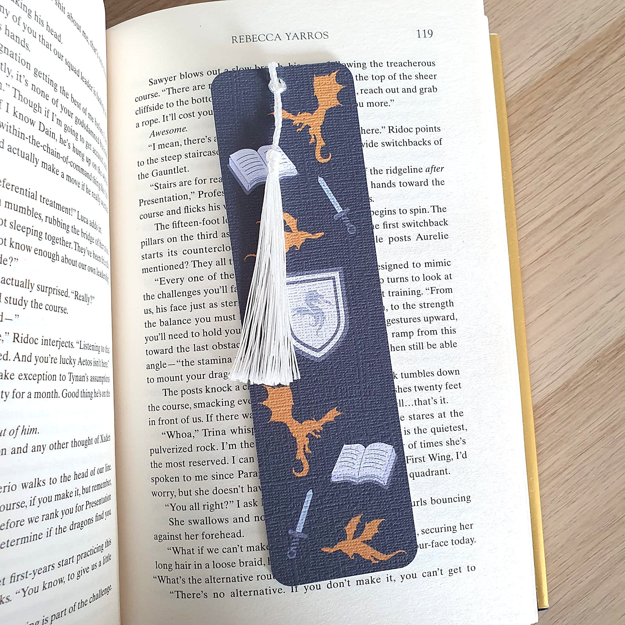 Dragons and Swords Fourth Wing Inspired Bookmark