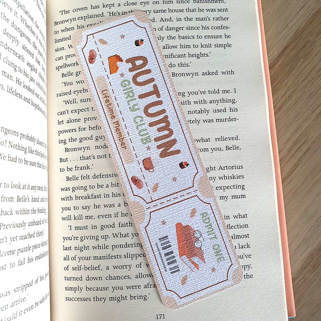 Autumn Girly Club Ticket Bookmark