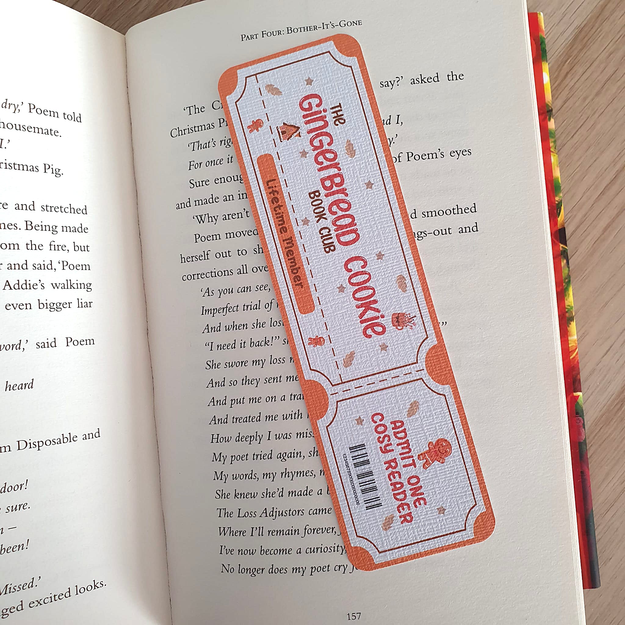 Gingerbread Cookie Book Club Ticket Bookmark