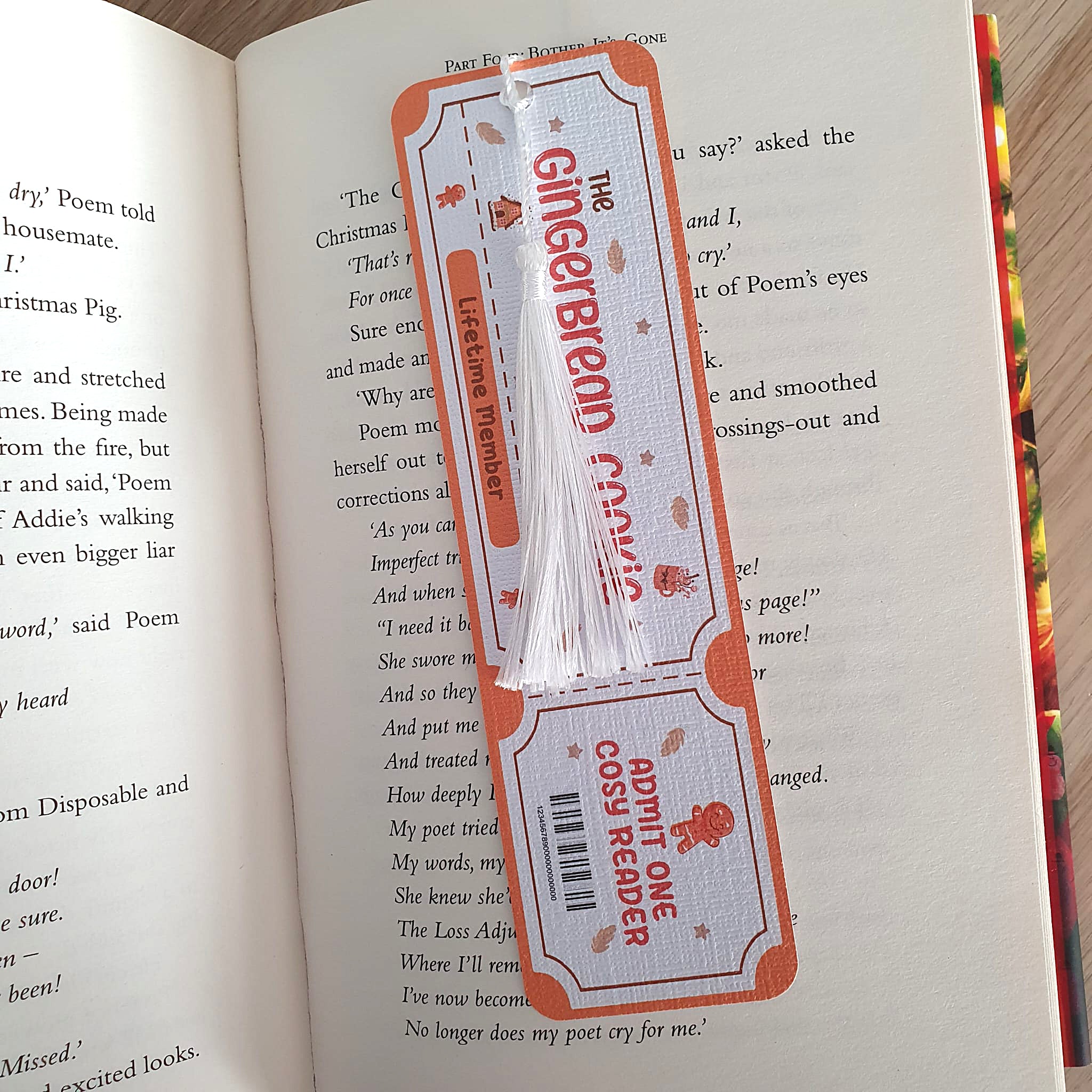 Gingerbread Cookie Book Club Ticket Bookmark