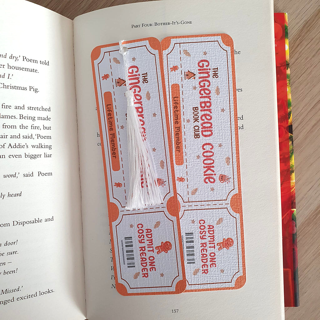 Gingerbread Cookie Book Club Ticket Bookmark