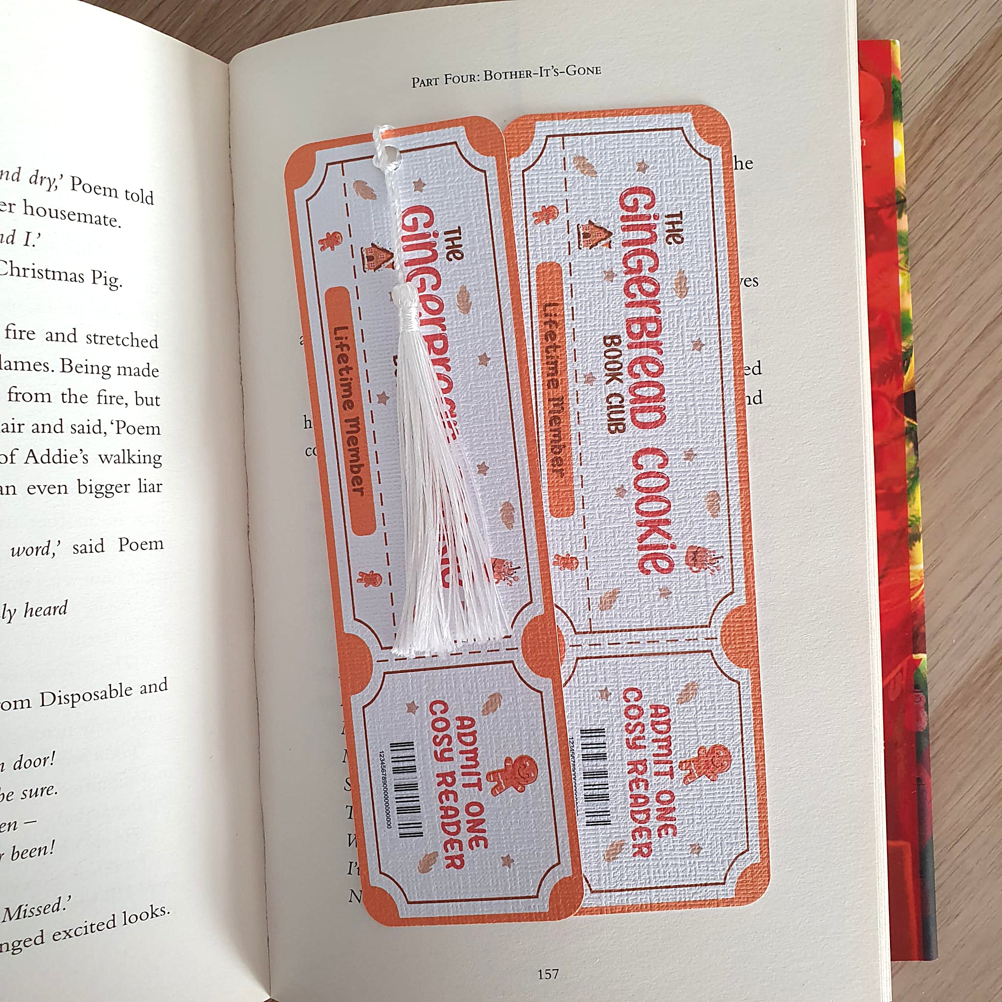 Gingerbread Cookie Book Club Ticket Bookmark